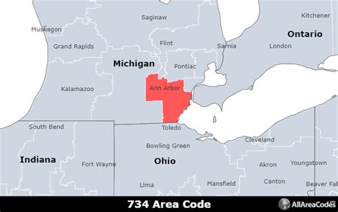 Area code 734. Coordinates: 42.0°N 83.50°W. Map of area code 734 in Michigan. 734 is an area code in the North American Numbering Plan. Created in 1997, it covers southern portions of southeast Michigan, including all of Washtenaw and Monroe counties, and southern and western portions of Wayne County. This area includes Ann Arbor, Ypsilanti ... 